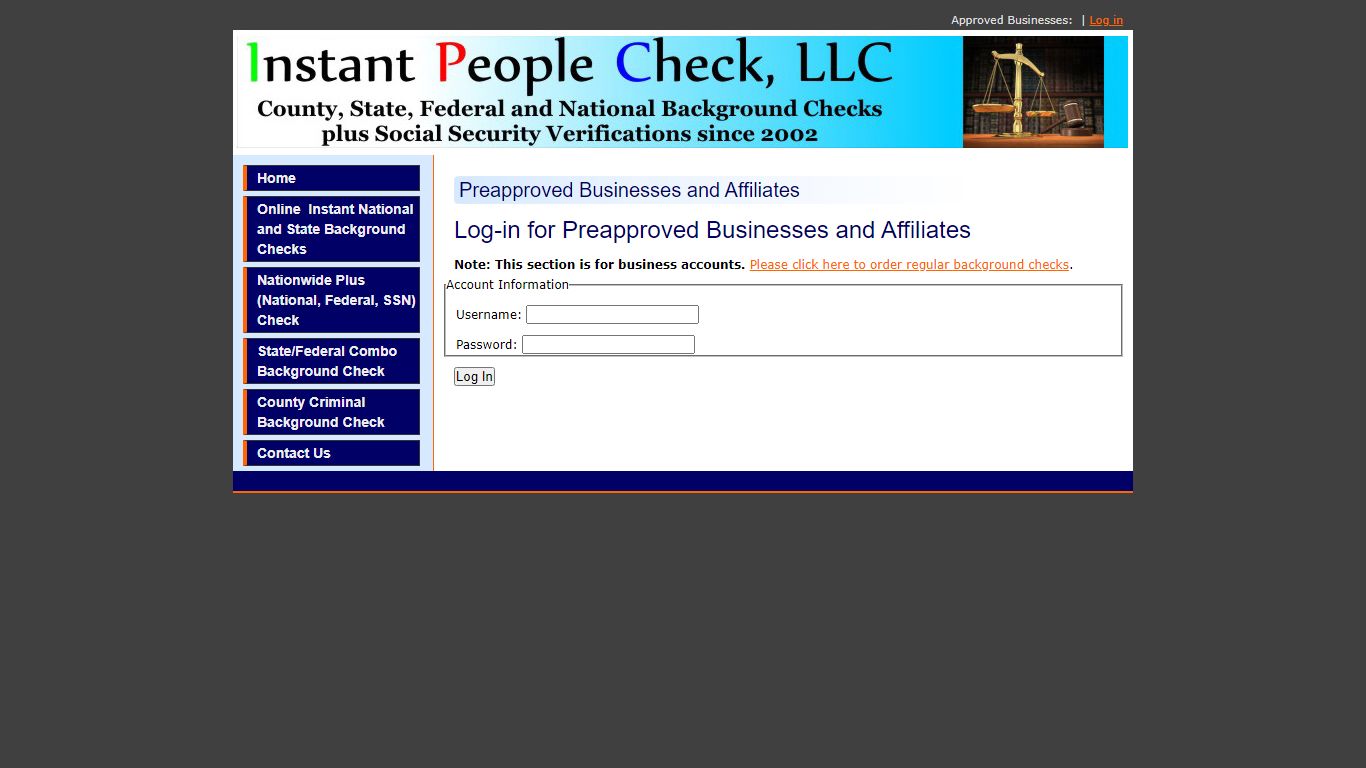 Log In - Instant People Check